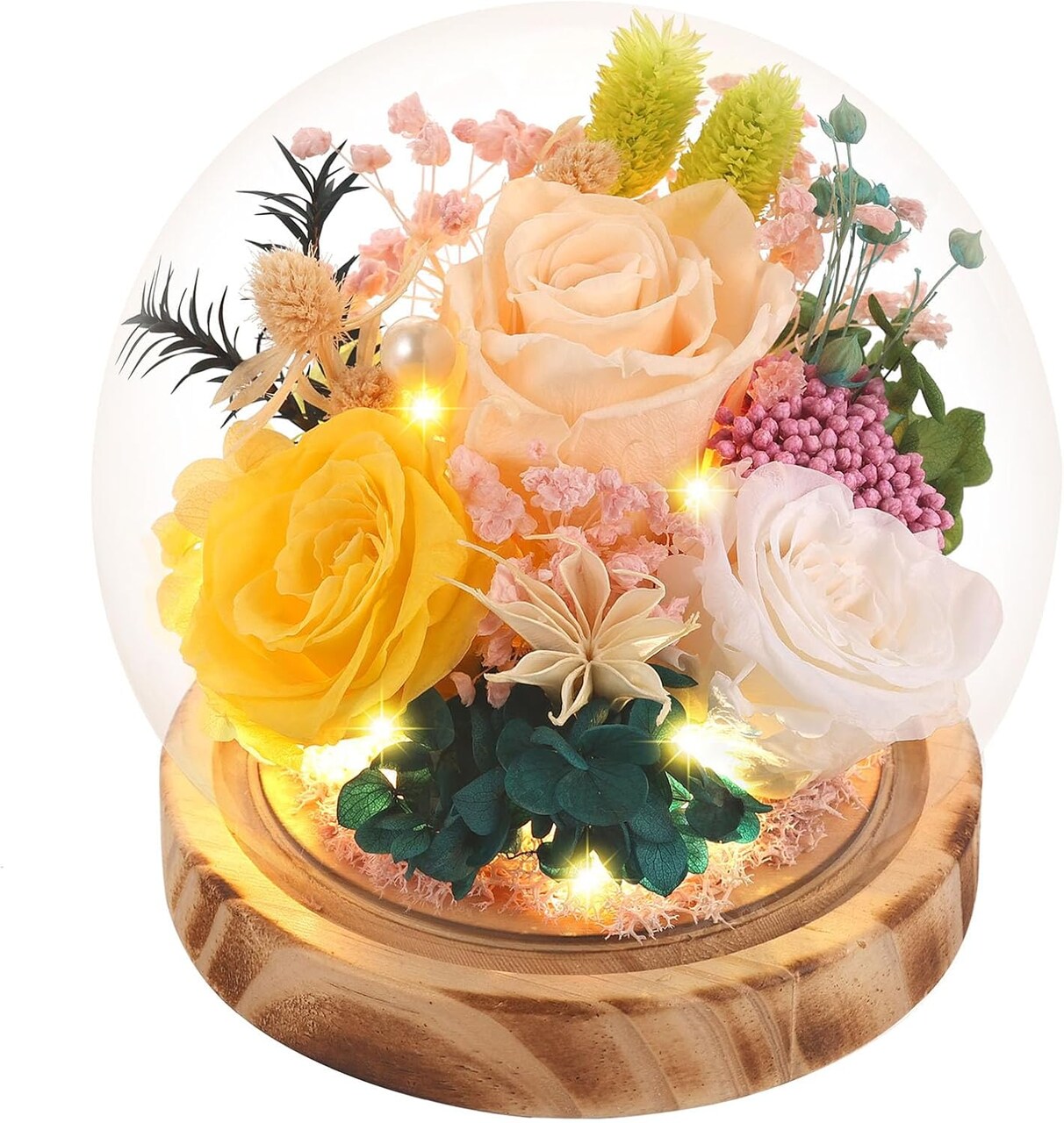 Preserved Flowers, Unique Rose flower Gifts Preserved Flower Gifts in Glass Dome for Women, Mom, Girlfriend and wife,Home Decor Gifts for Birthday, Mother’s Day, Anniversary, Christmas, Wedding.